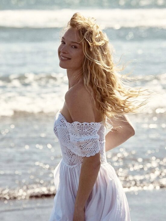 Doen Dresses & Skirts - Doen Modeira Dress in Salt‎ White Size Small Crochet Maxi Midi Dress Boho